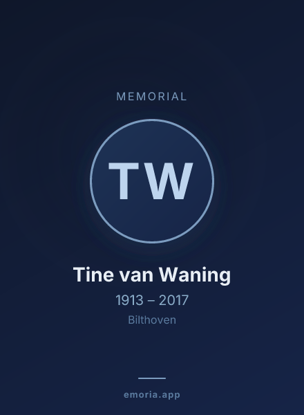 Memorial portrait of Tine van Waning