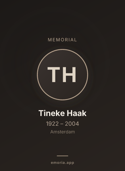 Memorial portrait of Tineke Haak