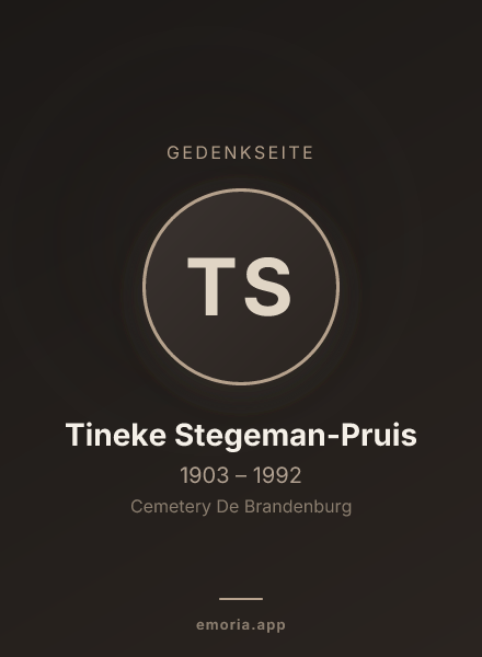 Gedenkportrait von Tineke Stegeman-Pruis