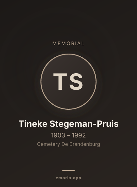 Memorial portrait of Tineke Stegeman-Pruis