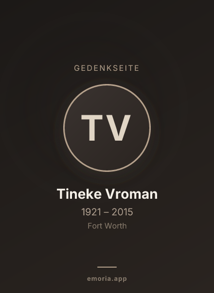 Gedenkportrait von Tineke Vroman