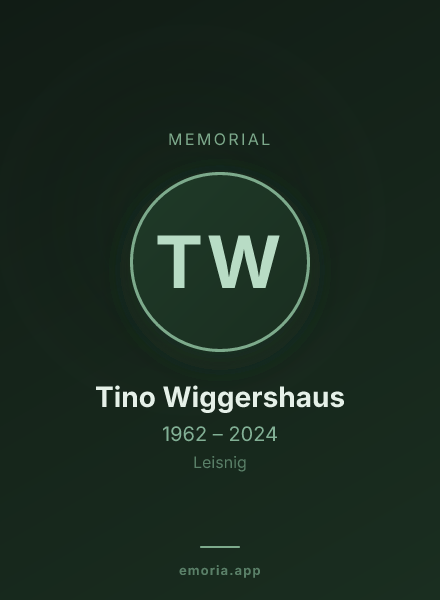 Memorial portrait of Tino Wiggershaus