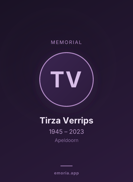 Memorial portrait of Tirza Verrips