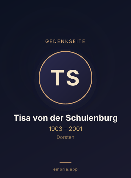 Gedenkportrait von Tisa von der Schulenburg