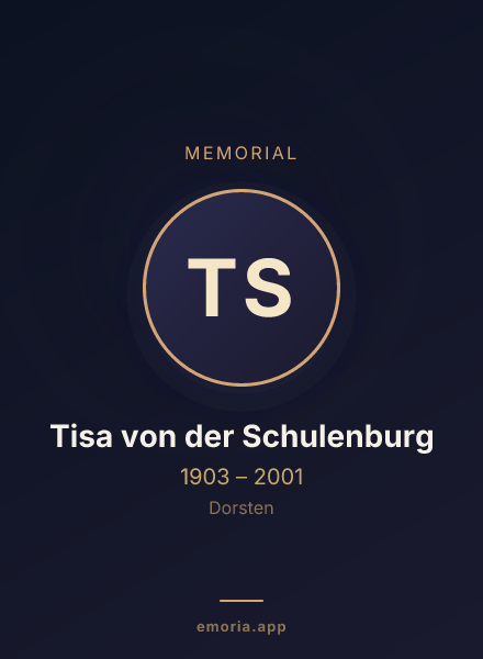 Memorial portrait of Tisa von der Schulenburg
