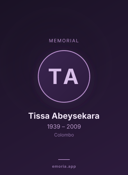Memorial portrait of Tissa Abeysekara