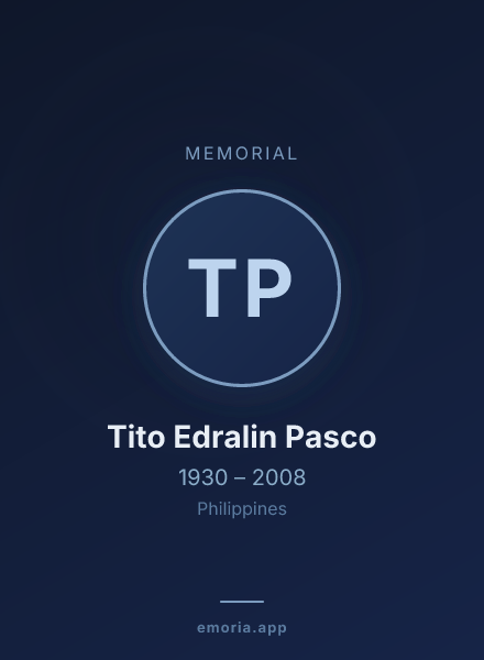 Memorial portrait of Tito Edralin Pasco