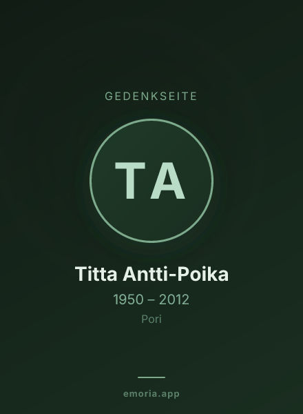 Gedenkportrait von Titta Antti-Poika