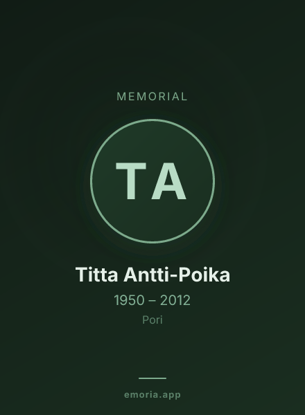 Memorial portrait of Titta Antti-Poika