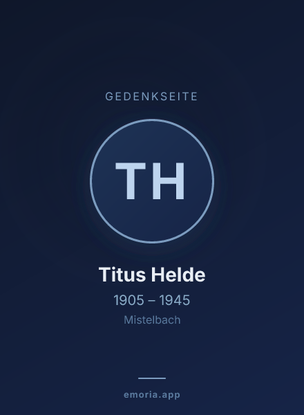 Gedenkportrait von Titus Helde
