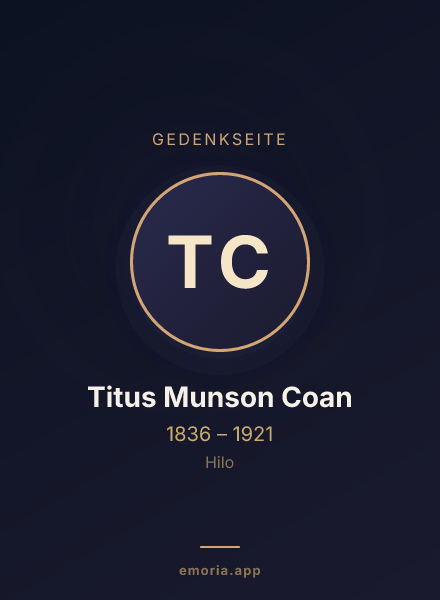 Gedenkportrait von Titus Munson Coan