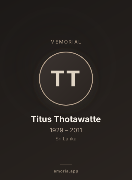 Memorial portrait of Titus Thotawatte