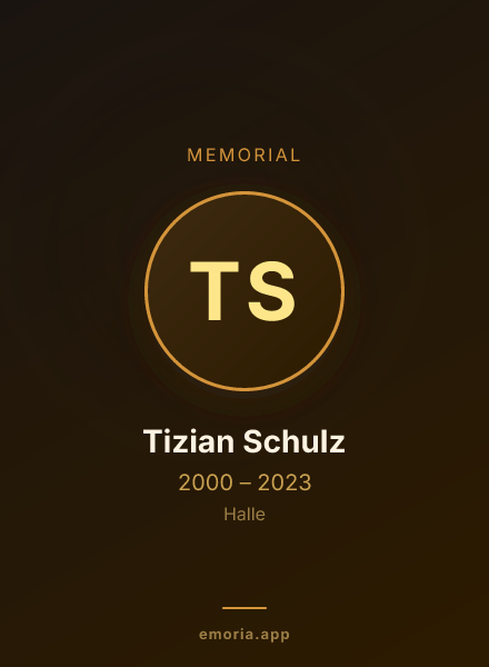 Memorial portrait of Tizian Schulz