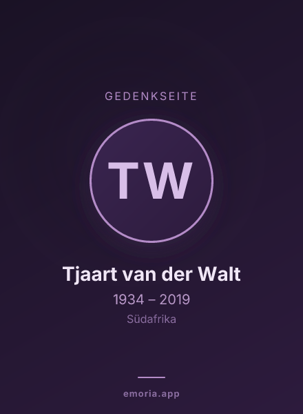 Gedenkportrait von Tjaart van der Walt
