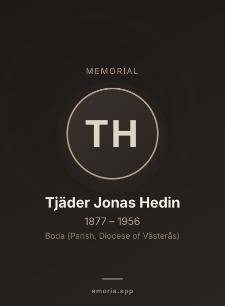 Memorial portrait of Tjäder Jonas Hedin