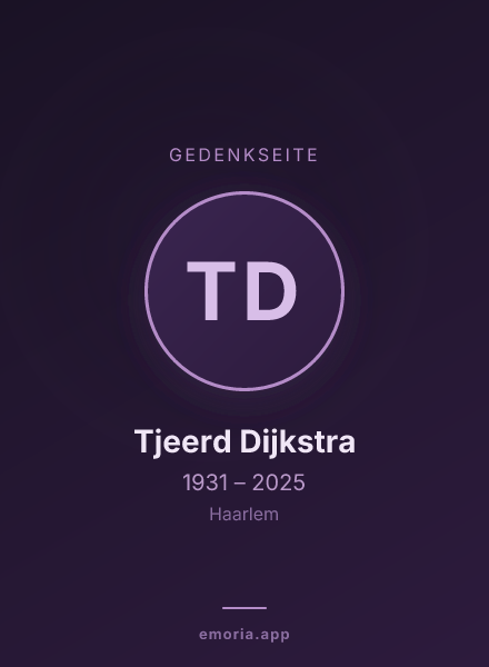 Gedenkportrait von Tjeerd Dijkstra