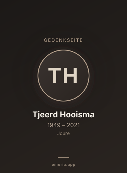 Gedenkportrait von Tjeerd Hooisma