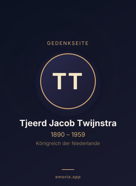 Gedenkportrait von Tjeerd Jacob Twijnstra
