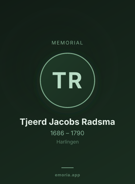 Memorial portrait of Tjeerd Jacobs Radsma
