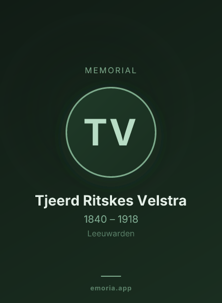 Memorial portrait of Tjeerd Ritskes Velstra