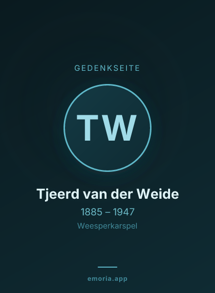 Gedenkportrait von Tjeerd van der Weide