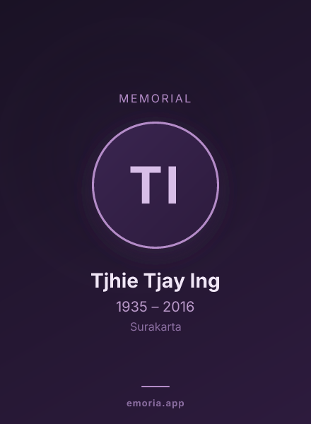 Memorial portrait of Tjhie Tjay Ing