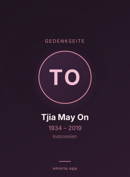 Gedenkportrait von Tjia May On