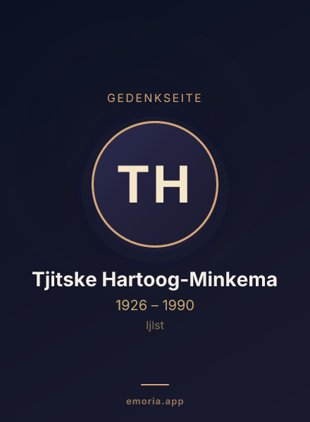 Gedenkportrait von Tjitske Hartoog-Minkema
