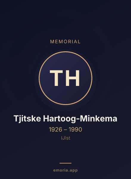 Memorial portrait of Tjitske Hartoog-Minkema
