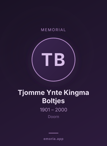Memorial portrait of Tjomme Ynte Kingma Boltjes