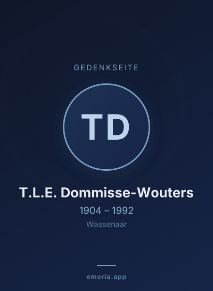 Gedenkportrait von T.L.E. Dommisse-Wouters