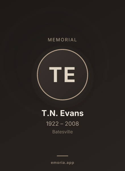 Memorial portrait of T.N. Evans