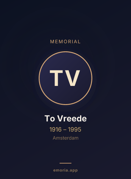 Memorial portrait of To Vreede