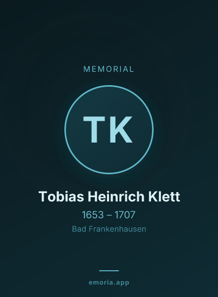 Memorial portrait of Tobias Heinrich Klett