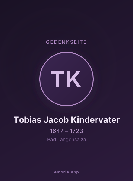 Gedenkportrait von Tobias Jacob Kindervater