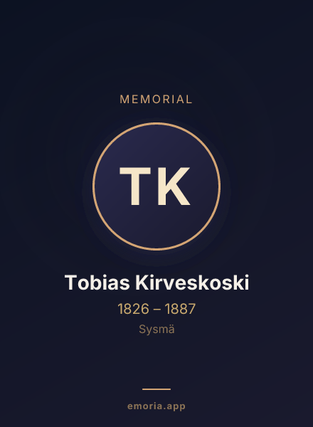 Memorial portrait of Tobias Kirveskoski
