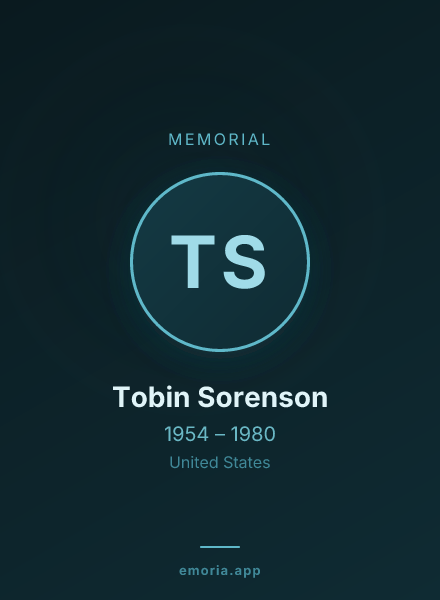 Memorial portrait of Tobin Sorenson