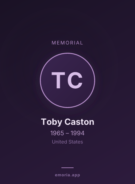 Memorial portrait of Toby Caston