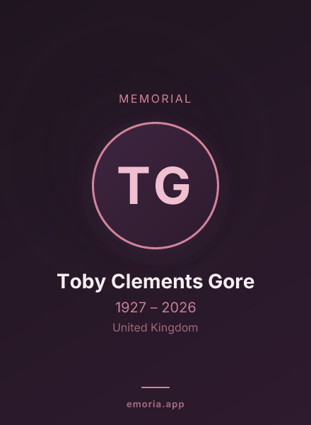 Memorial portrait of Toby Clements Gore