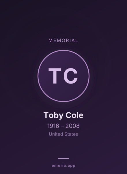 Memorial portrait of Toby Cole
