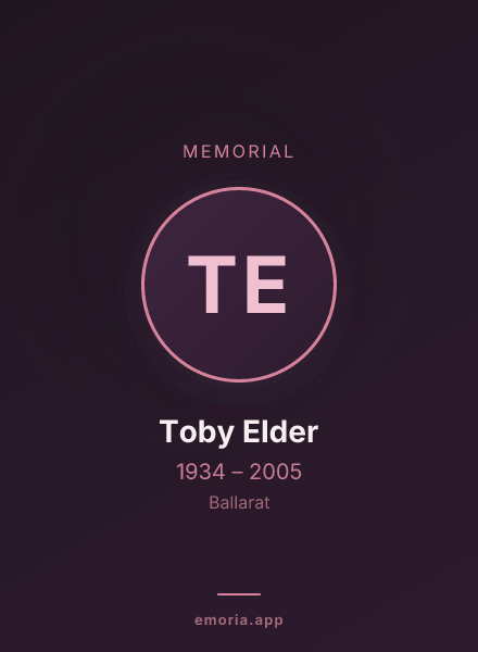 Memorial portrait of Toby Elder
