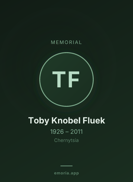 Memorial portrait of Toby Knobel Fluek