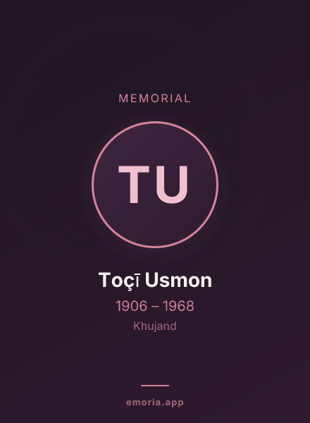 Memorial portrait of Toçī Usmon