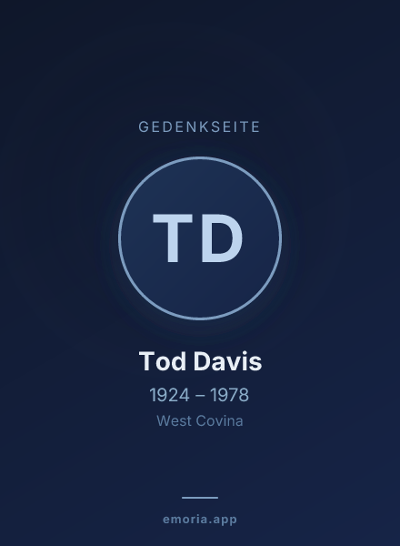 Gedenkportrait von Tod Davis