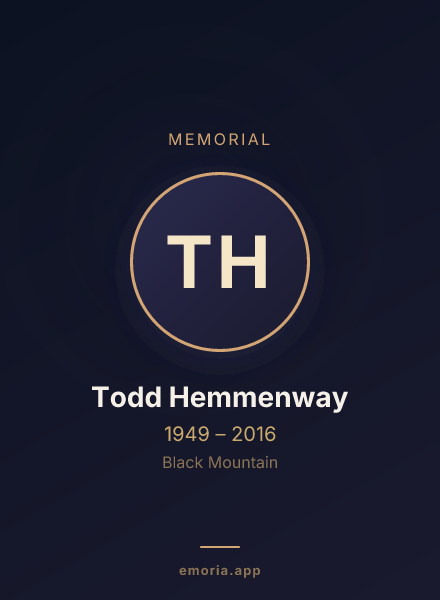 Memorial portrait of Todd Hemmenway