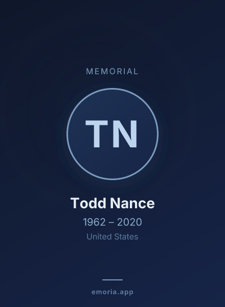 Memorial portrait of Todd Nance