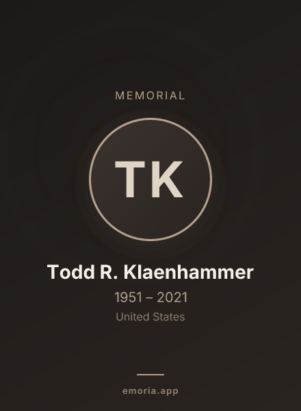 Memorial portrait of Todd R. Klaenhammer