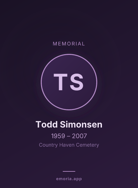 Memorial portrait of Todd Simonsen