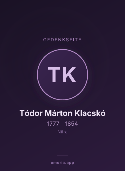 Gedenkportrait von Tódor Márton Klacskó