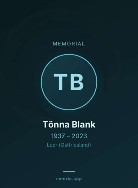 Memorial portrait of Tönna Blank